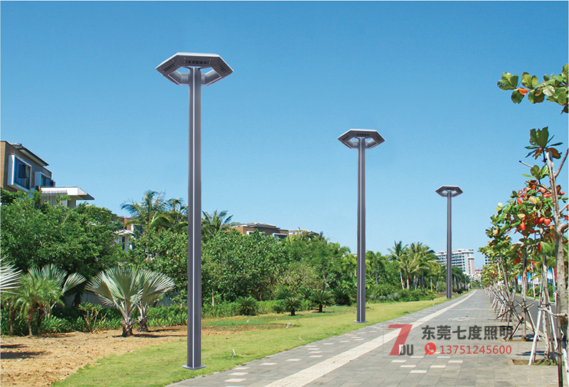 (QDTYD-017)園林景觀現代六面發光鋁型材LED庭院燈公園安裝效果展示